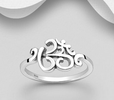 925 Sterling Silver Om Ring