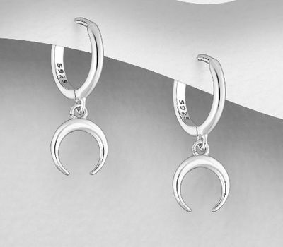 925 Sterling Silver Horn Hoop Earrings