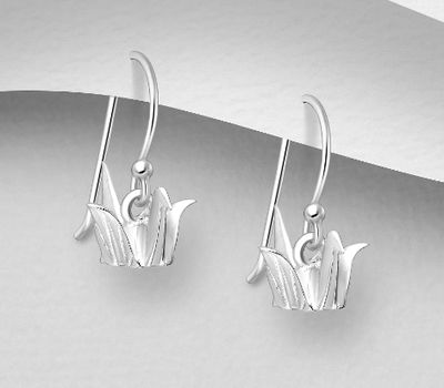 925 Sterling Silver Origami Bird Hook Earrings