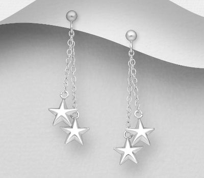 925 Sterling Silver Star Push-Back Earrings
