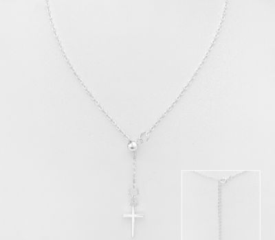 925 Sterling Silver Adjustable Cross Necklace