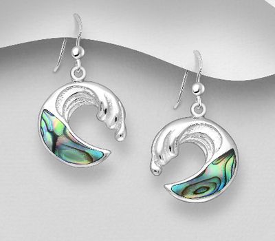 925 Sterling Silver Weave Hook Earrings, Decorated with Shell