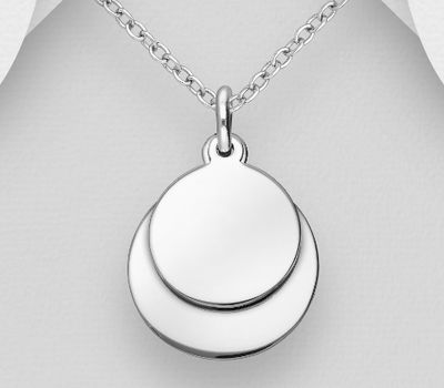 925 Sterling Silver Engravable Circle Tag Pendant