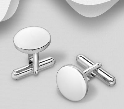 925 Sterling Silver Engravable Circle Cuff Links