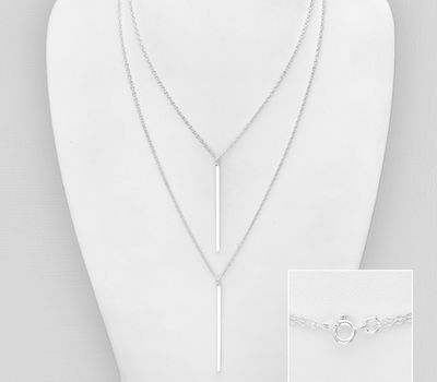 925 Sterling Silver Bar Layered Necklace