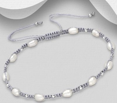 925 Sterling Silver Bracelet Beaded With Fresh Water Pearls
