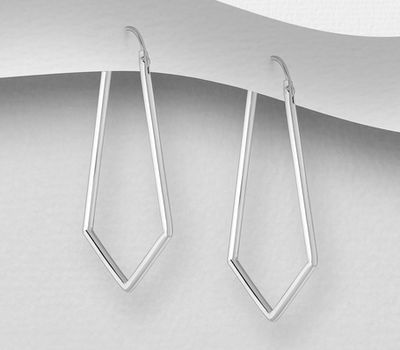 925 Sterling Silver Chevron Hook Earrings