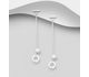 925 Sterling Silver Bar and Circle Push-Back Earrings Decorated with FreshWater Pearls