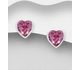 Sparkle by 7K - 925 Sterling Silver Heart Push-Back Earrings Decorated with Fine Austrian Crystals