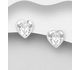Sparkle by 7K - 925 Sterling Silver Heart Push-Back Earrings Decorated with Fine Austrian Crystals