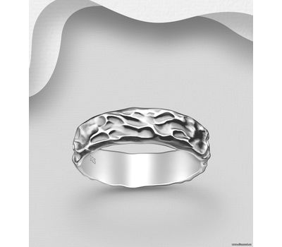 925 Sterling Silver Oxidized Band Ring, 6 mm wide