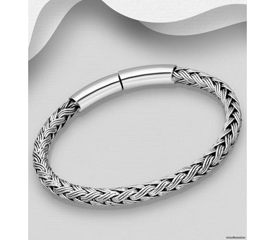 925 Sterling Silver Oxidized Weave Bracelet