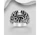 925 Sterling Silver Oxidized Octopus Ring