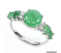 Təbii zümrüd və CZ ilə bəzədilmiş 925 əyar gümüş üzük