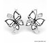 White cubic zirconia 925 silver butterfly enamel earring & ring