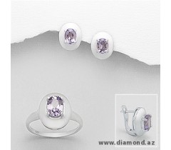 925 Sterling Silver Set with Amethysts