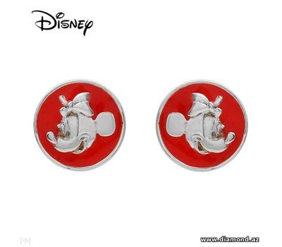 Malın səhifəsinə keç Disney. Qırmızı mina ilə bəzədilmiş 925 əyar gümüş sırğa