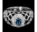 London Blue Topaz oval & white CZ sterling 925 silver ring.