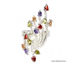 Fancy colors Cubic Zirconia sterling 925 silver ring.