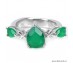 Natural Green Aventurine pear & marquise facet sterling 925 silver set: earring & ring.
