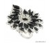 Black, White cubic zirconia sterling 925 silver big ring.