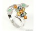 Natural fancy colors Sapphire & Emerald sterling 925 silver ring.