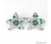 Natural green Aventurine and white cz sterling 925 silver flowers earrings.
