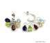Təbii Ametist, Mozambik Qranatı, Peridot, Sitrin & Topaz ilə bəzədilmiş 925 gümüş sırğalar