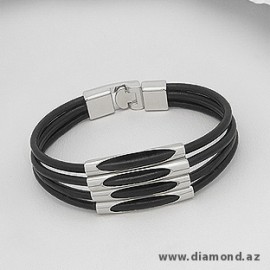 Bracelet Metal: White Base Material: Leather