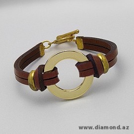 Bracelet Metal: Stainless Steel Material: Leather Plating: Yellow Gold