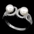 Natural 6mm. creamy white pearl & white CZ sterling 925 silver ring.