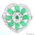 Natural top rich green emerald-white CZ sterling 925 silver ring.