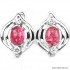Natural pink tourmaline oval cut & white CZ sterling 925 silver set: earrings and ring.