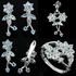 Sky blue topaz 925 silver flower jewelry set: earring + necklace + ring