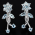 Sky blue topaz 925 silver flower jewelry set: earring + necklace + ring
