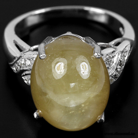 14.45ct. Genuine AAA Yellow Sapphire & Cz 925 Silver Ring.