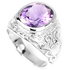 Natural 12x10 mm. Oval AAA purple Amethyst sterling 925 silver ring.