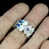 Elegant AAA white cz round sterling 925 enamel butterfly jewelry set: earring + ring.