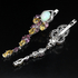 White rainbow Opal Rhodolite Garnet, Citrine sterling 925 silver jewelry set: earring + ring.