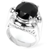 Natural 15x12 mm. AAA Black Spinel oval 925 silver ring.