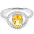 Natural AAA orangish yellow Citrine & white CZ sterling 925 silver ring.