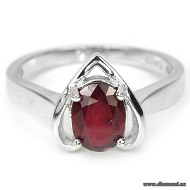 Genuine 8x6 mm. AAA blood red Ruby oval 925 silver ring.
