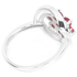 Genuine AAA pink red ruby & white CZ 925 silver jewelry set: earring and ring.