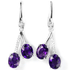 Natural intense purple Amethyst & CZ 925 silver earring.