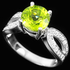 Natural apple green Peridot & white CZ 925 silver ring.