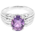 Natural 10x8 mm. Purple Amethyst & White CZ sterling 925 silver ring.