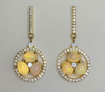 Çoxrəngli Opal və CZ ilə bəzədilmiş 925 əyar Gümüş Sırğa.