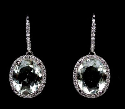 Yaşıl Ametist və CZ ilə bəzədilmiş 925 əyar Gümüş Sırğa.