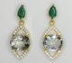 Yaşıl Ametist, Zümrüd və CZ ilə bəzədilmiş 925 əyar Gümüş Sırğa.