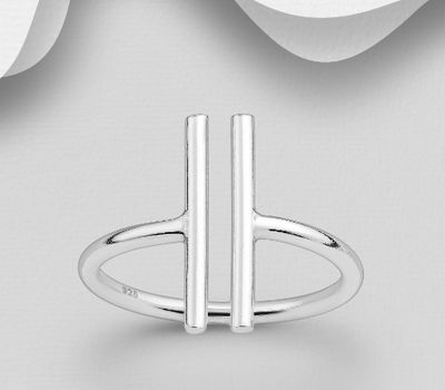 925 Sterling Silver Adjustable Bar Ring